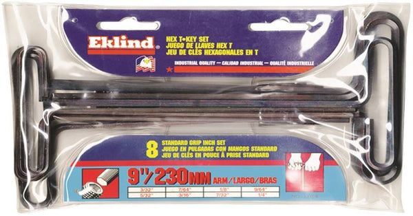 Eklind 33198 Hex T-Key Set, 8-Piece, Steel, Black