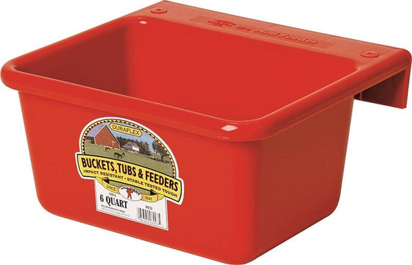 Little Giant MF6RED Hook Over Feeder, 6 qt Volume, DuraFlex Plastic, Red