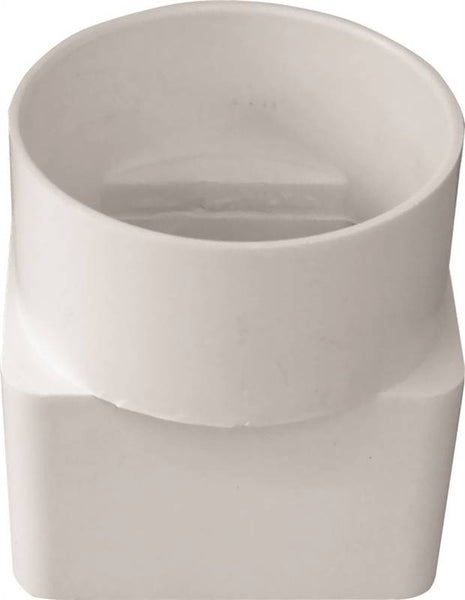 CANPLAS 414431BC Downspout Adapter, 2 x 3 in Connection, Hub, PVC, White