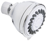 Plumb Pak K704CP Shower Head, Round, 1.8 gpm, 3-Spray Function, Polished Chrome, 2.7 in Dia