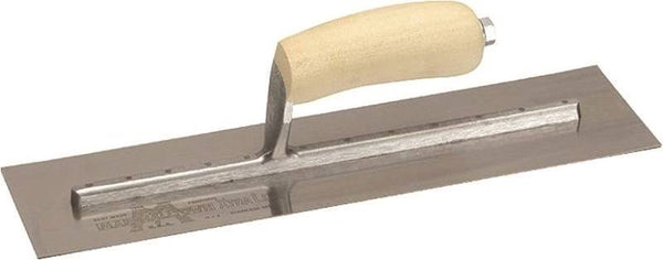 Marshalltown MXS81 Finishing Trowel, 18 in L Blade, 4 in W Blade, Spring Steel Blade, Square End, Curved Handle