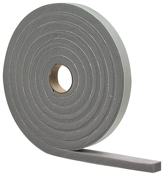 M-D 02295 Foam Tape, 1/2 in W, 10 ft L, 3/8 in Thick, PVC, Gray