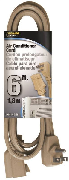 PowerZone OR681506 Extension Cord, SPT-3, Vinyl, Beige, For: Air conditioner and Appliances