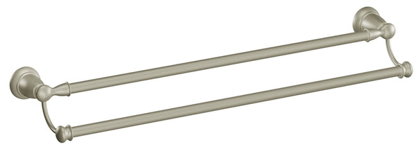 Moen Banbury Series Y2622BN Double Towel Bar, 24 in L Rod, Aluminum/Zamac, Brushed Nickel, Surface Mounting