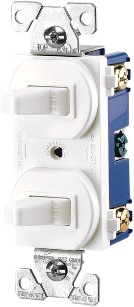 Eaton Wiring Devices 271W-BOX Combination Toggle Switch, 15 A, 120/277 V, SPDT, Screw Terminal, White