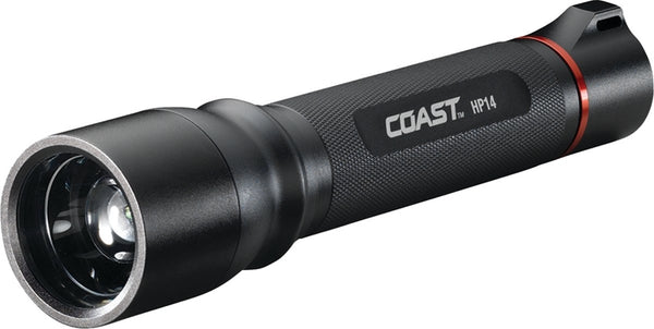Coast HP8414CP Focusing Flashlight, AA Battery, Alkaline Battery, LED Lamp, 629, 252, 52 Lumens, Flood to Spot Beam