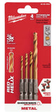 Milwaukee 48-89-4644 Drill Bit Set, 4-Piece, Titanium