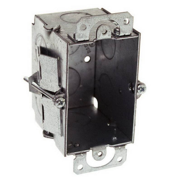 RACO 506 Switch Box, 1 -Gang, 4 -Knockout, Steel, Gray, Galvanized, Clip Mounting