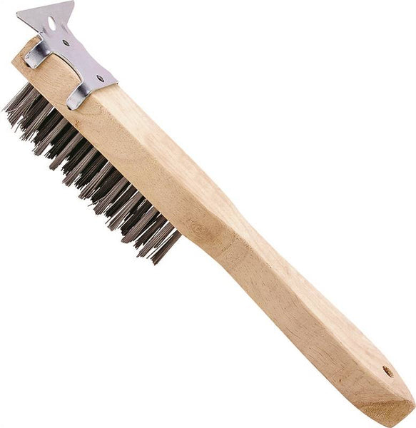 ProSource WB01411S Wire Brush with Scraper, 2-7/8 in L Trim, Metallic Bristle, 1 in W Brush, 11-1/2 in OAL