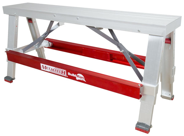 METALTECH I-BMDWB18 Drywall Bench, 48 in OAW, 6-1/4 in OAH, 17-1/2 in OAD, 500 lb Capacity, Red, Aluminum Tabletop