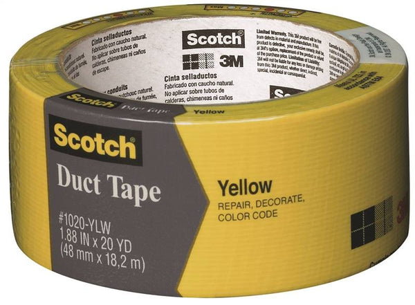 Scotch 3920-YL Duct Tape, 20 yd L, 1.88 in W, Yellow