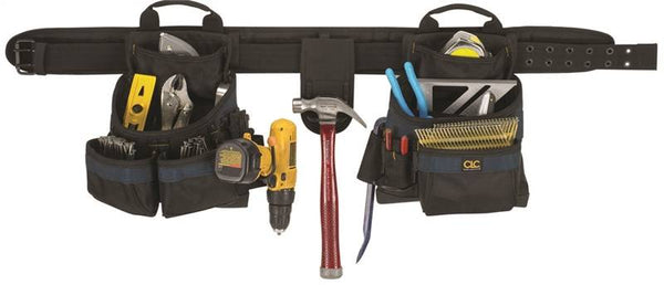 CLC Tool Works Series 2602 Tool Belt, 29 to 46 in Waist, Ballistic Poly Fabric, Black/Blue, 17-Pocket