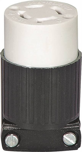 Eaton Wiring Devices L1420C Twist Lock Connector, 3 -Pole, 20 A, 125/250 V, NEMA: NEMA L14-20, Black/White