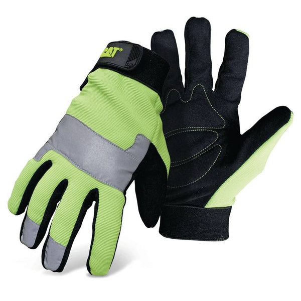 Cat CAT012214M High-Visibility Utility Gloves, M, Synthetic Leather, Black/Fluorescent Green