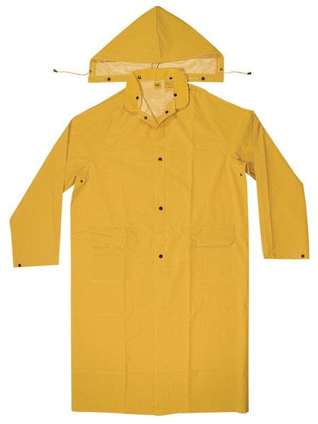 CLC CLIMATE GEAR Series R105M Protective Coat, M, PVC, Yellow, Detachable Collar, Snap Front Closure, 48 in L
