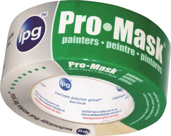 IPG 5201-.75 Painters Masking Tape, 60 yd L, 0.7 in W, Crepe Paper Backing, Beige