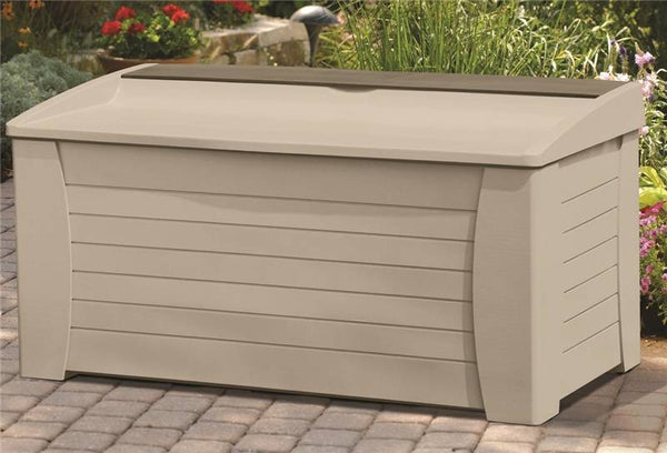 Suncast DB12000 Deck Box, 54-1/2 in W, 28 in D, 27 in H, Resin, Light Taupe