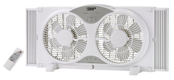 PowerZone BP2-9A Reversible Fan, 120 V, 9 in Dia Blade, 12-Blade, 3-Speed, Touch Panel and Remote Control, White