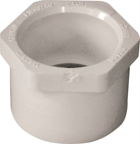 LASCO 437168 Reducer Bushing, 1-1/4 x 1 in, Spigot x Slip, PVC, White, SCH 40 Schedule, 220 psi Pressure