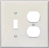 Eaton Wiring Devices PJ18W Combination Wallplate, 4-7/8 in L, 4-15/16 in W, 2 -Gang, Polycarbonate, White