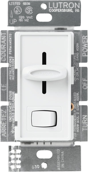 Lutron Skylark SFSQ-LFH-WH Fan/Light Control Switch, 1.5 A, 120 V, White