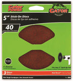 Gator 3003 Sanding Disc, 5 in Dia, 40 Grit, Extra Coarse, Aluminum Oxide Abrasive, Paper Backing