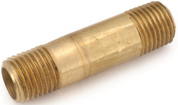 Anderson Metals 736113-0624 Pipe Nipple, 3/8 in, NPT, Brass, 1-1/2 in L