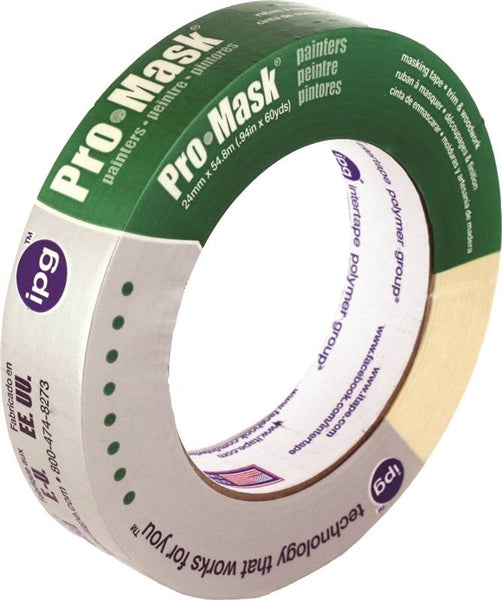 IPG 5202-1 Painters Masking Tape, 60 yd L, 0.94 in W, Crepe Paper Backing, Beige