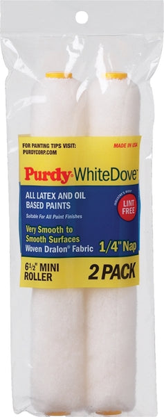 Purdy White Dove 14G605060 Paint Roller Cover, 1/4 in Thick Nap, 6-1/2 in L, Woven Dralon Fabric Cover, White