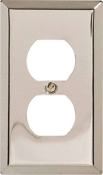 Amerelle 161D Receptacle Wallplate, 4-5/16 in L, 2-7/8 in W, 1 -Gang, Steel, Polished Chrome