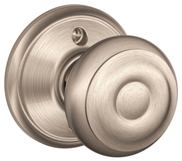 Schlage Georgian Series F170VGEO619 Dummy Door Knob with Camelot Trim, Steel, Satin Nickel