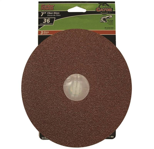 7IN FIBER DISC 36GRIT 3PK