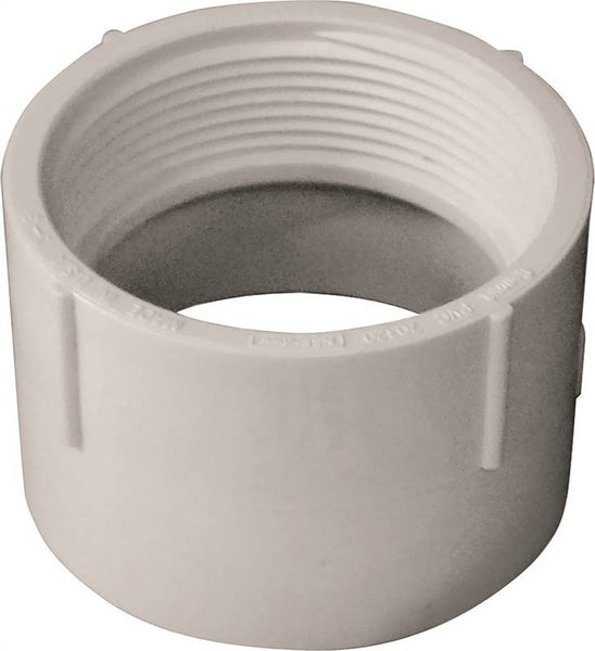 CANPLAS 192892 Pipe Adapter, 2 in, FNPT x Hub, PVC, White