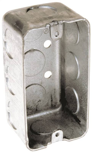 RACO 8650 Welded Handy Box, 1 -Gang, 11 -Knockout, 1/2 in Knockout, Steel, Gray