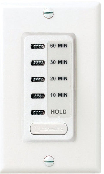 Intermatic EI210W Electronic Countdown Timer, 15 A, 120 V, 1800 W, 10 to 60 min Time Setting, White