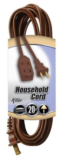 CCI 09405 Extension Cord, 16 AWG, Brown Jacket, 20 ft L