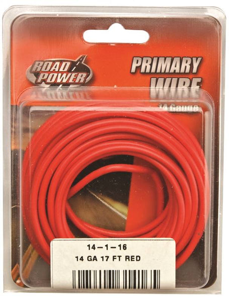 Road Power 55669133/14-1-16 Electrical Wire, 14 AWG Wire, 25/60 V, Copper Conductor, Red Sheath, 17 ft L