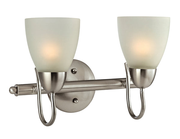 Boston Harbor V83NK02 Vanity Bar Fixture, 60 W, 2-Lamp, A19 or CFL Lamp, Steel Fixture, Brushed Nickel Fixture