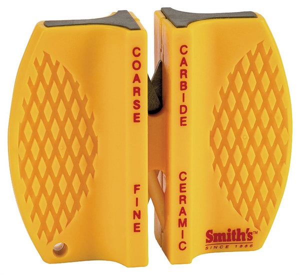 Smith's CCKB Knife Sharpener, 1500 Grit, Coarse/Extra Fine, Carbide Abrasive, Yellow