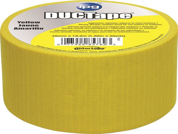 IPG 6720YEL Duct Tape, 20 yd L, 1.88 in W, Cloth Backing, Yellow