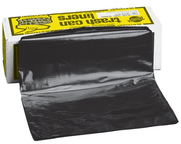 Warp's FLEX-O-BAG HB55-30 Trash Can Liner, 55 gal Capacity, Plastic, Black