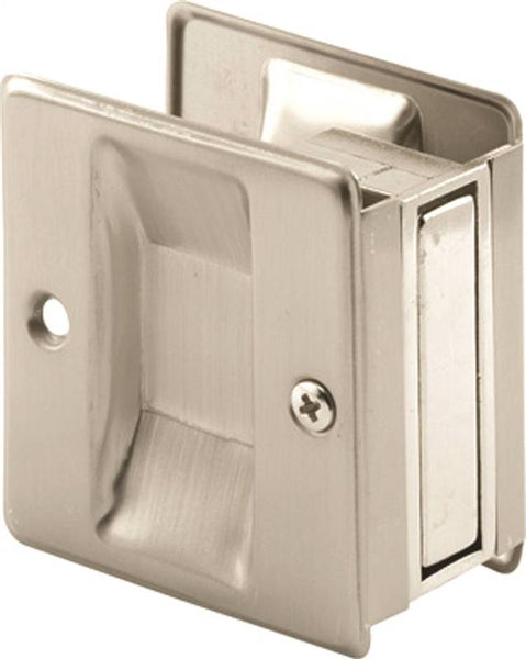 Prime-Line N 7238 Pocket Door Pull, 1-3/8 in W, 2-1/2 in D, 2-3/4 in H, Brass, Satin Nickel