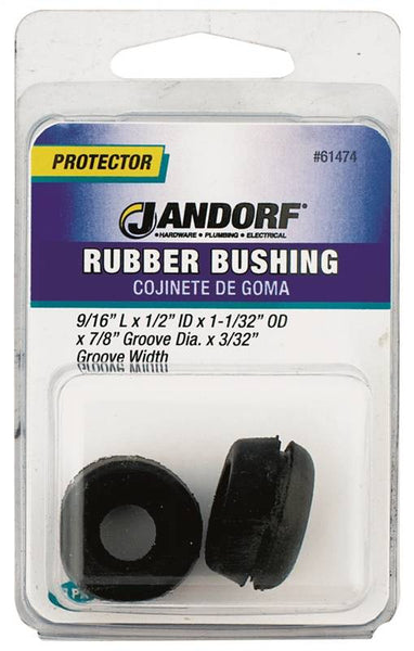 Jandorf 61474 Conduit Bushing, 1/2 in Dia Cable, Rubber, Black