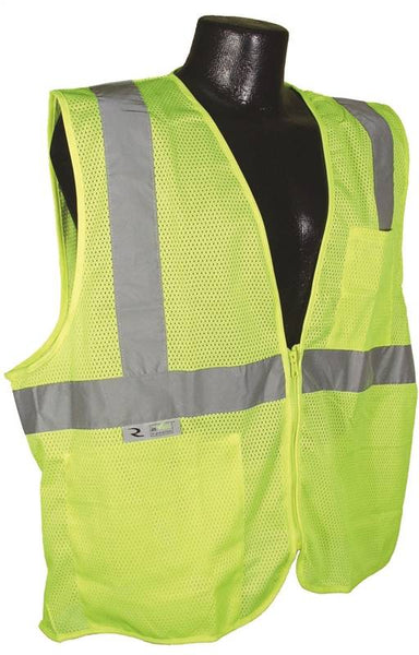 RADWEAR SV2ZGM-2X Economical Safety Vest, 2XL, Unisex, Fits to Chest Size: 30 in, Polyester, Green/Silver