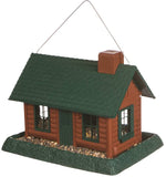 North States 9063 Hopper Bird Feeder, Log Cabin, 8 lb, Plastic, Green, 11 in H, Hanging/Pole Mounting