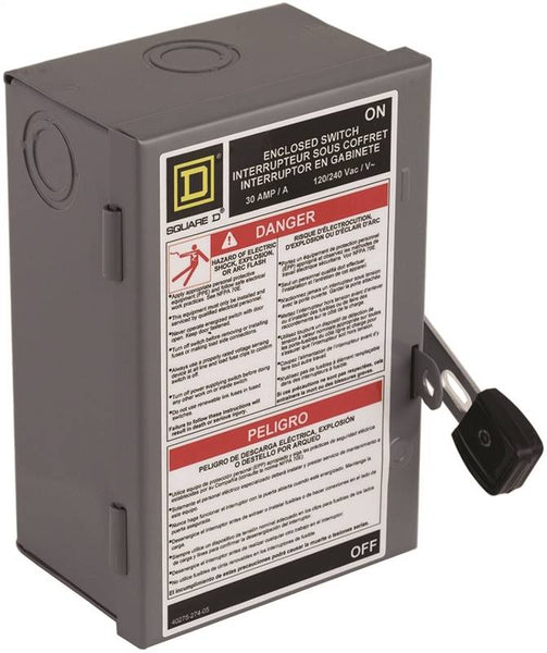 Square D L211N Safety Switch, 2 -Pole, 30 A, 240 V, DPST, Lug Terminal