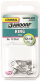 Jandorf 60834 Ring Terminal, 12 to 10 AWG Wire, #10 Stud, Copper Contact