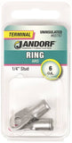 Jandorf 60787 Ring Terminal, 6 AWG Wire, 1/4 in Stud, Copper Contact