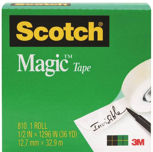 Scotch Magic 810 Office Tape, 1296 in L, 3/4 in W, Acetate Backing