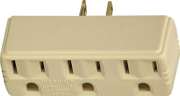 Eaton Wiring Devices 1219V-BOX Outlet Adapter with Grounding Lug, 2 -Pole, 15 A, 125 V, 3 -Outlet, Ivory